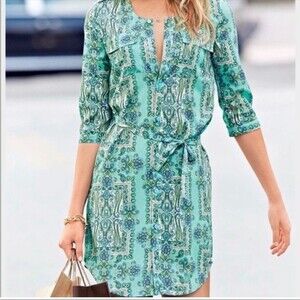 Victoria’s Secret Paisley Belted Button Down Shirt Dress